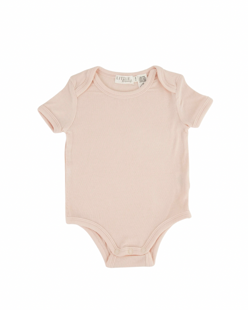 Ribbed Short Sleeve Bodysuit - Blush Rose