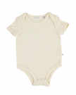 Ribbed Short Sleeve Bodysuit - Vanilla