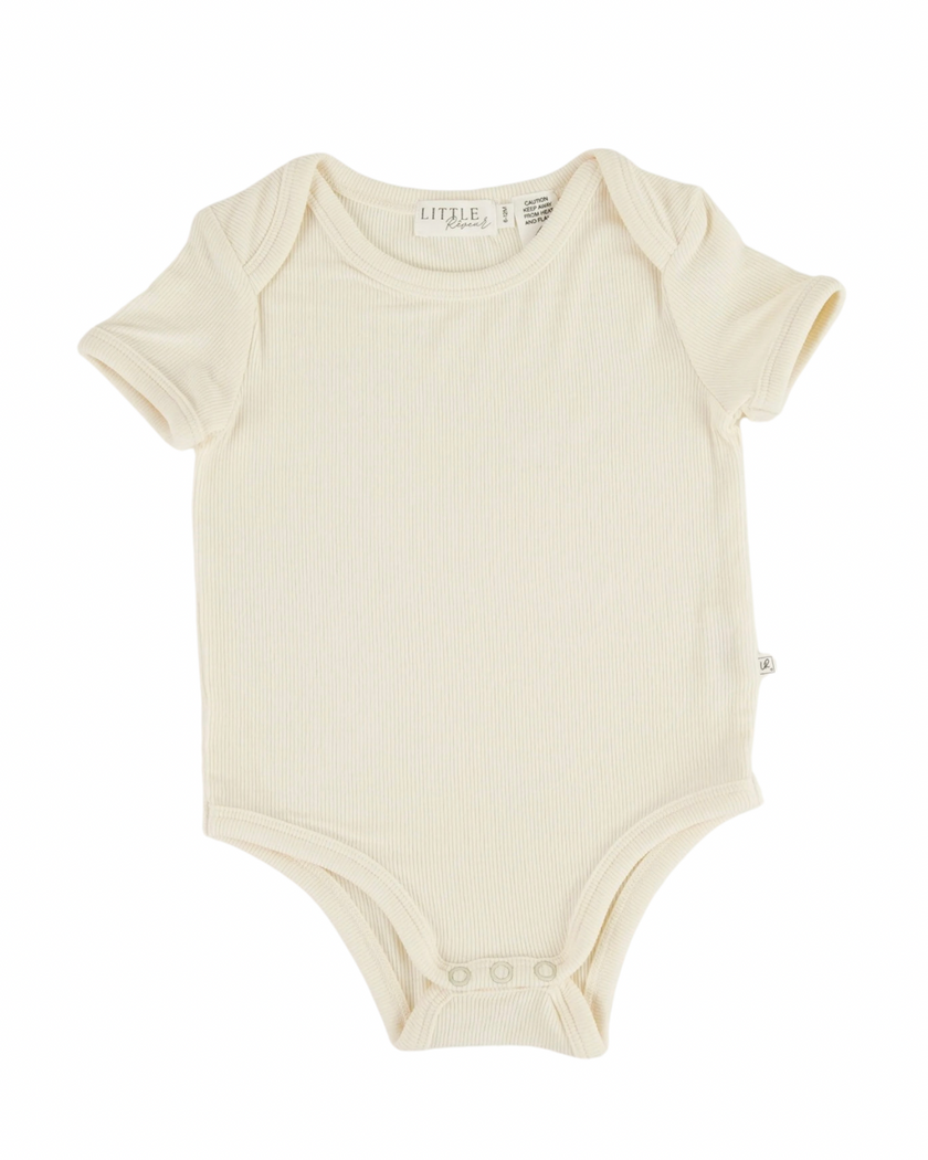 Ribbed Short Sleeve Bodysuit - Vanilla