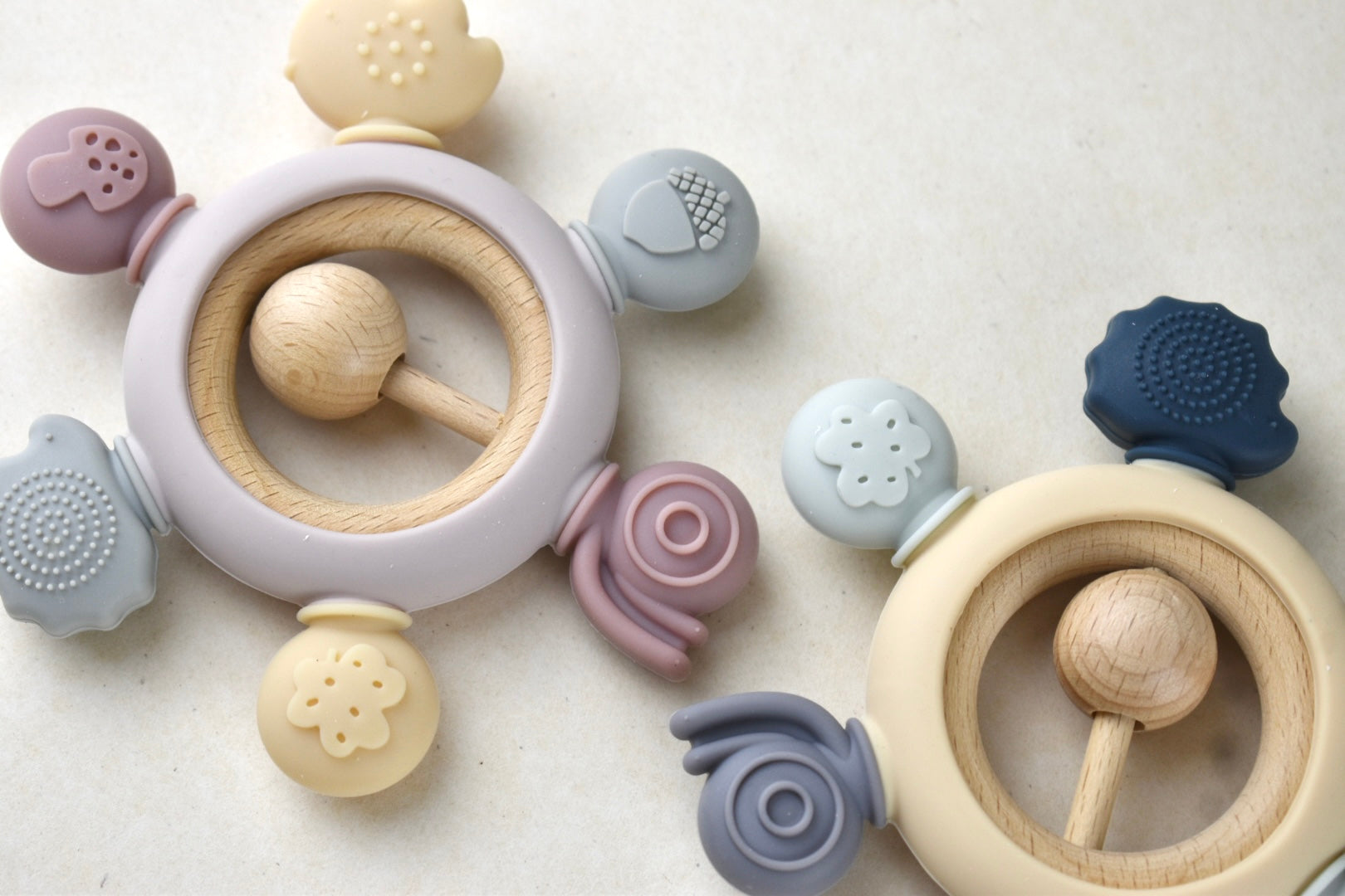 Silicone & Beechwood Sensory Teether w Ball