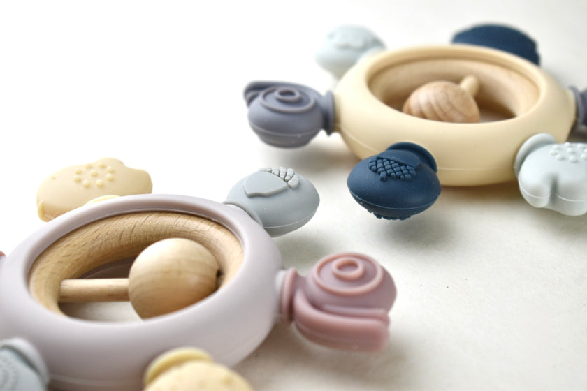 Silicone & Beechwood Sensory Teether w Ball