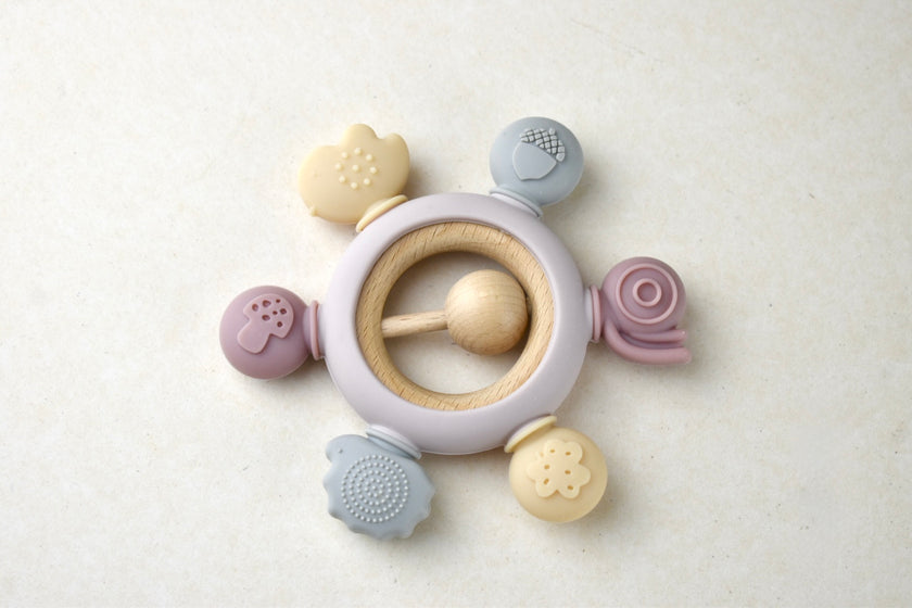 Silicone & Beechwood Sensory Teether w Ball