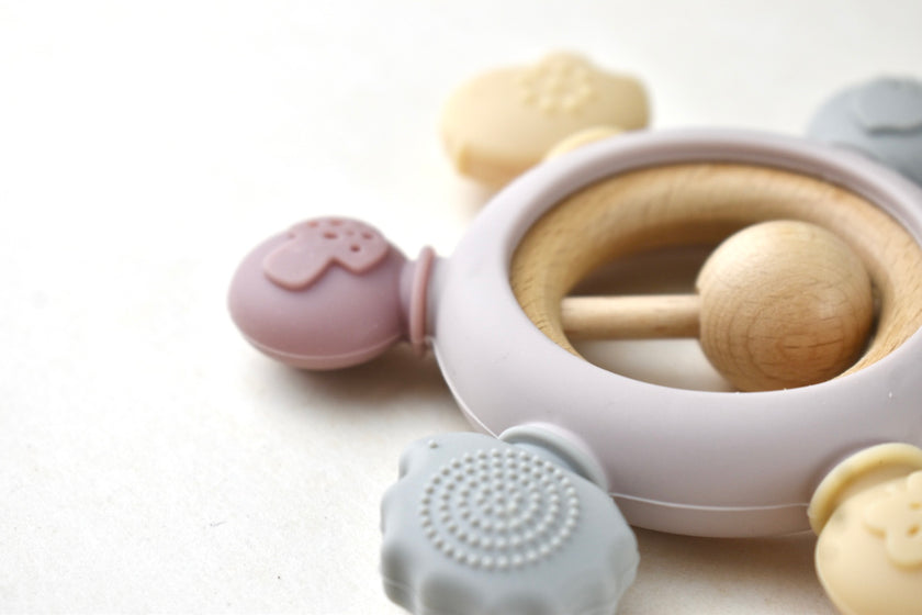 Silicone & Beechwood Sensory Teether w Ball