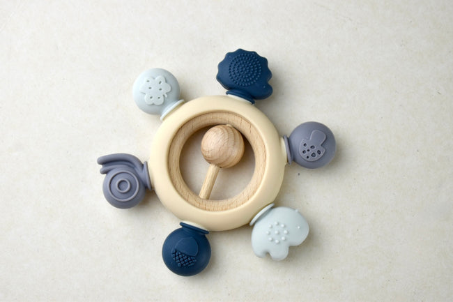 Silicone & Beechwood Sensory Teether w Ball