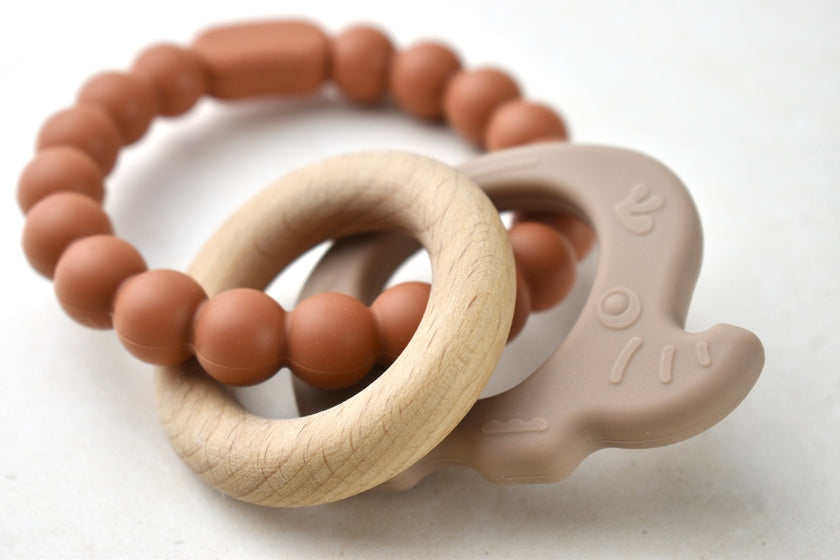Silicone Wooden Elephant Teether