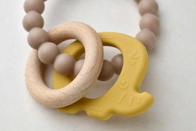 Silicone Wooden Elephant Teether