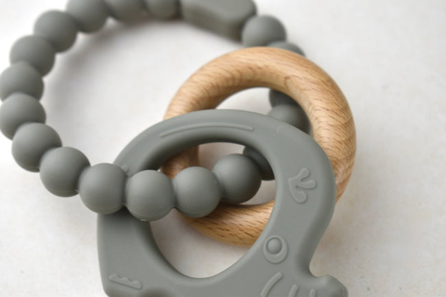 Silicone Wooden Elephant Teether