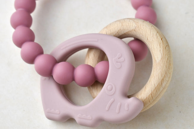 Silicone Wooden Elephant Teether