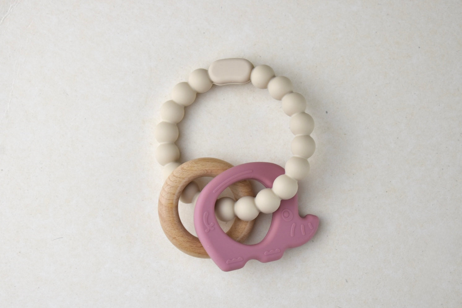 Silicone Wooden Elephant Teether