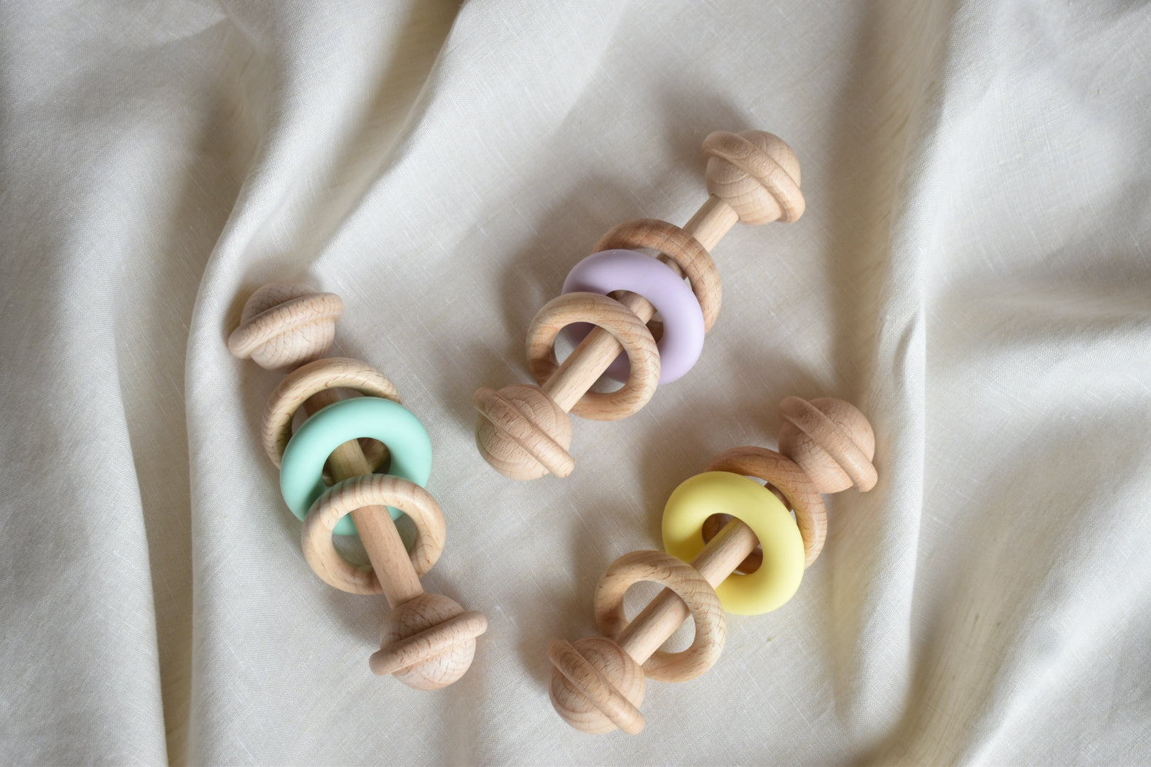 Beechwood Silicone Ring Rattles - Small
