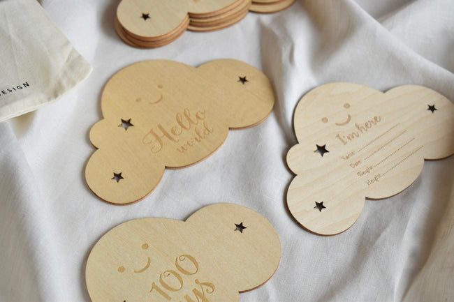 Wooden Baby Milestone Cloud Set