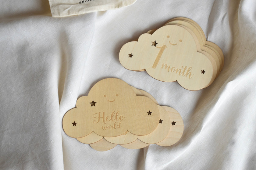 Wooden Baby Milestone Cloud Set