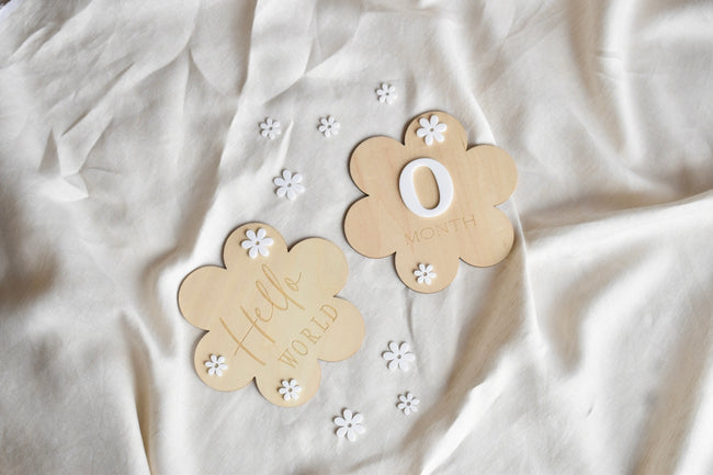 Wooden Baby Milestone Flower Keepsake