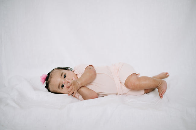 Ribbed Short Sleeve Bodysuit - Blush Rose