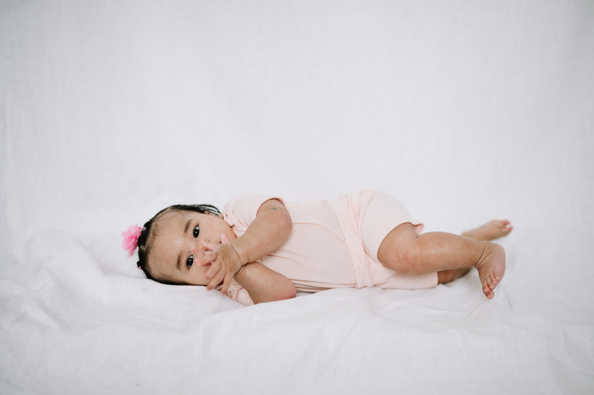 Ribbed Short Sleeve Bodysuit - Blush Rose