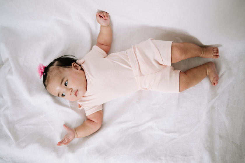 Ribbed Short Sleeve Bodysuit - Blush Rose