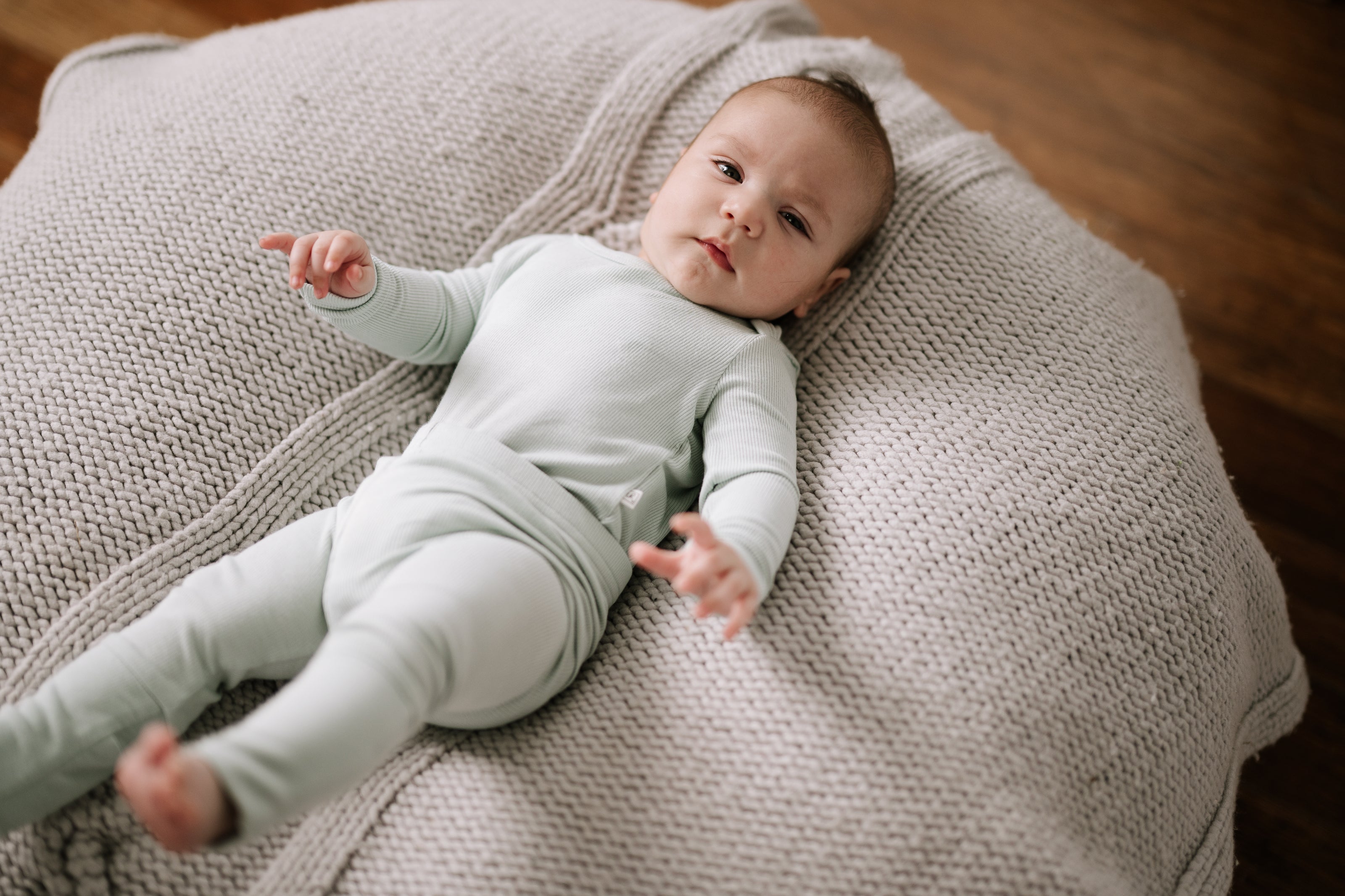 Ribbed Long Sleeve Bodysuit - Seafoam Sage