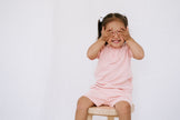 Short Sleeve Top & Shorts Set - Shell Pink