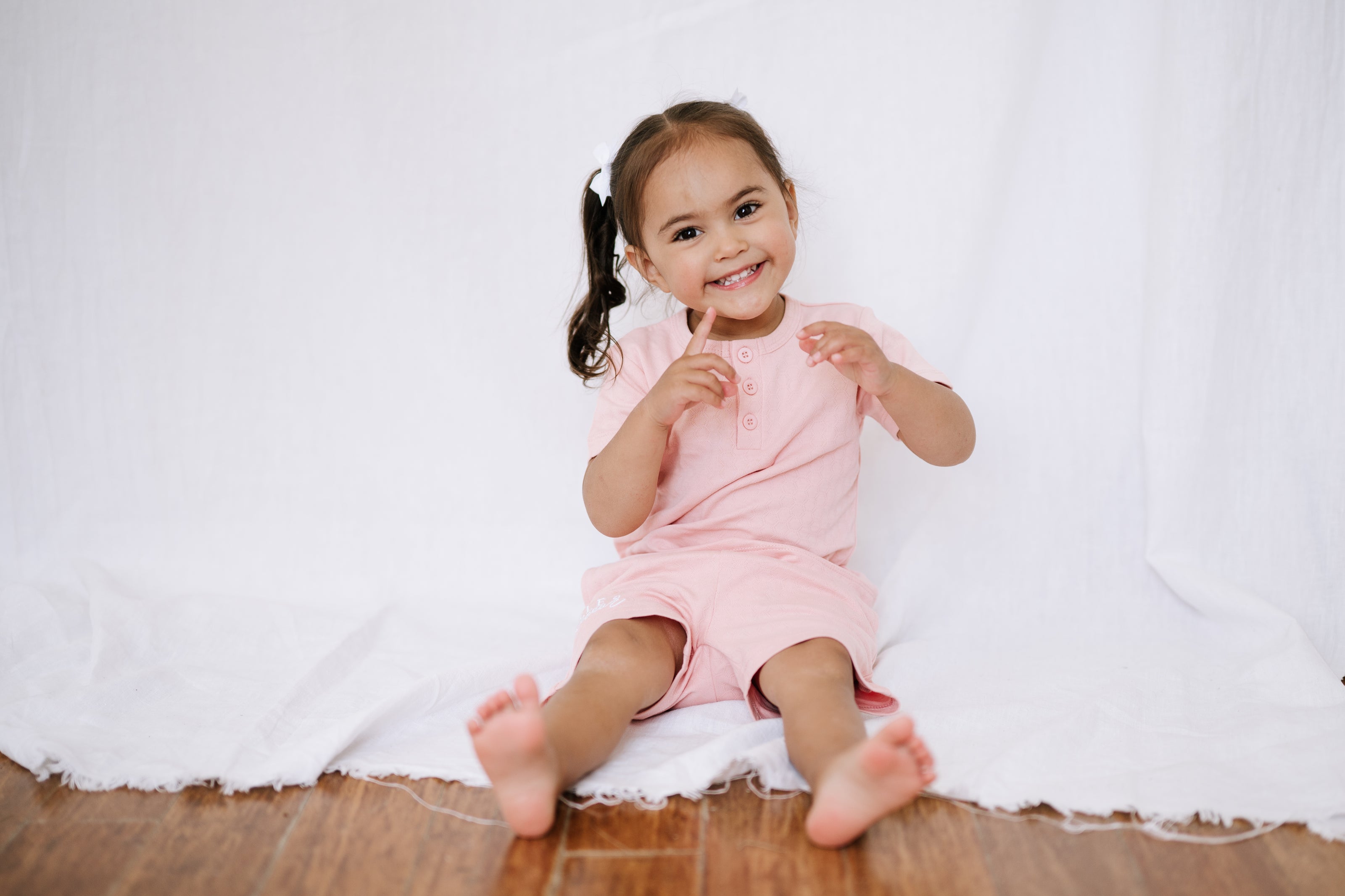 Short Sleeve Top & Shorts Set - Shell Pink