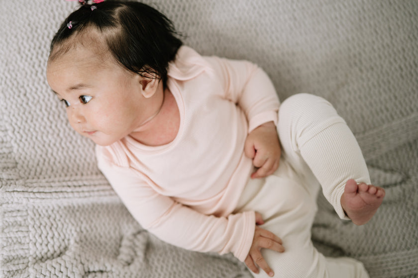 Ribbed Long Sleeve Bodysuit - Blush Rose