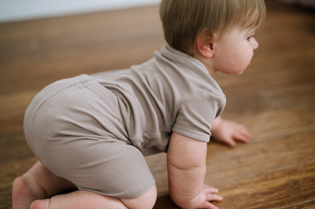 Ribbed Short Sleeve Bodysuit - Cocoa