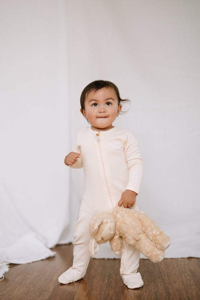 Footed Romper - White Sand