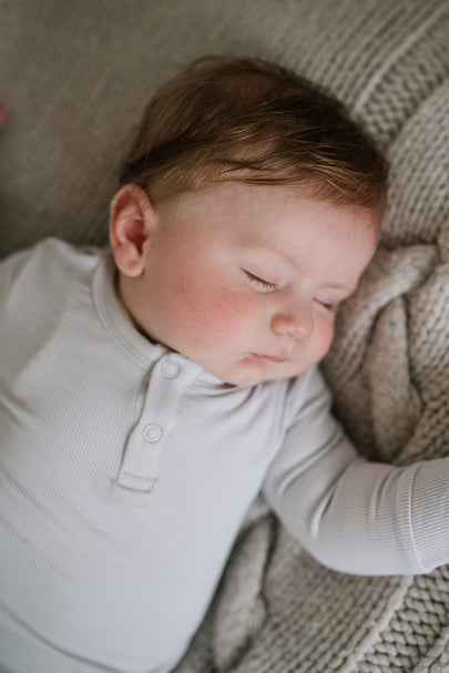 Ribbed Long Sleeve Top - Misty Blue