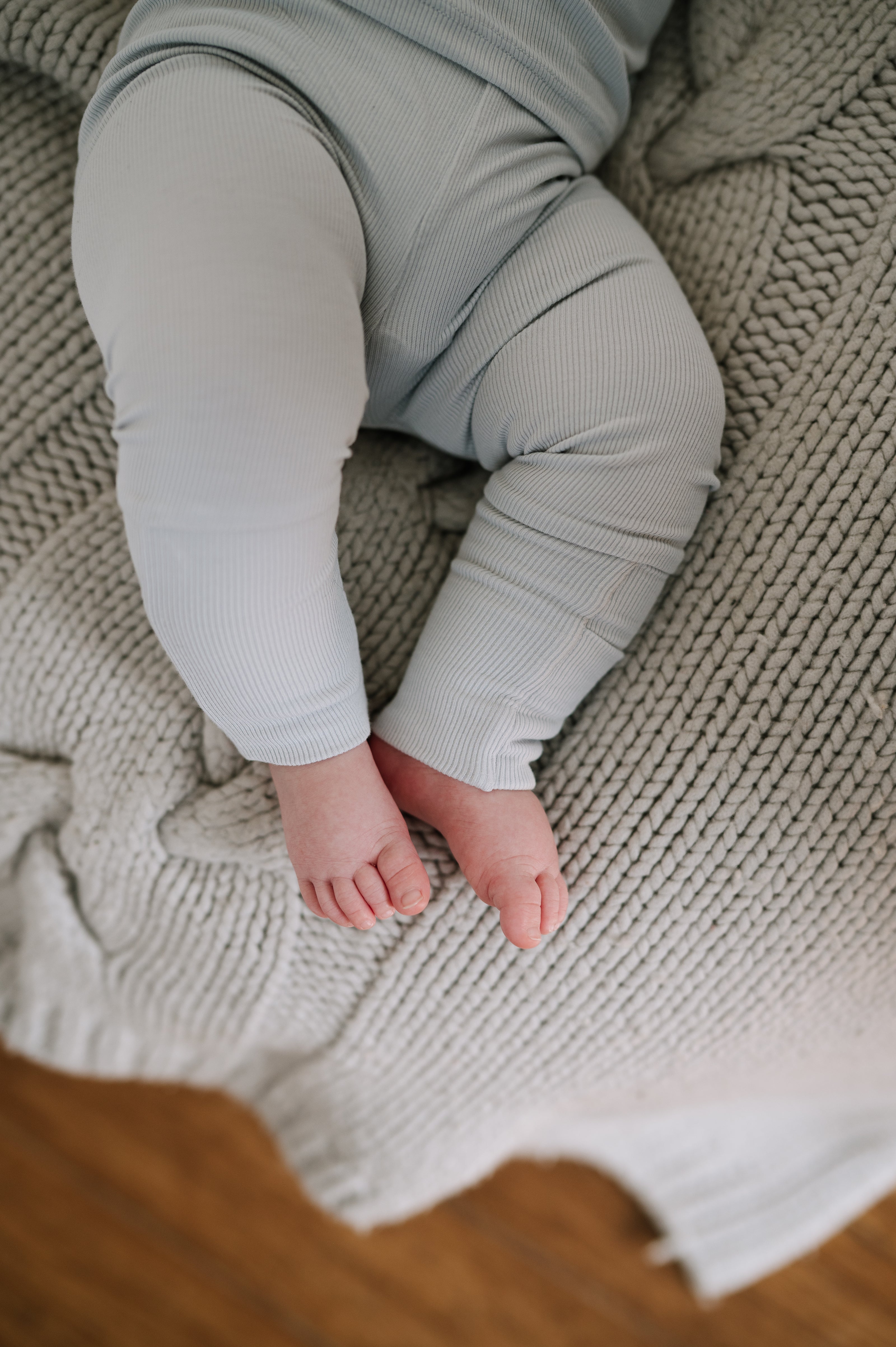 Ribbed Convertible Leggings - Misty Blue