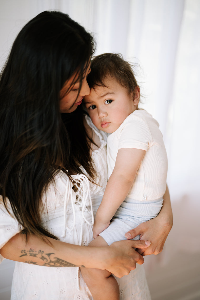 Ribbed Shorts - Misty Blue