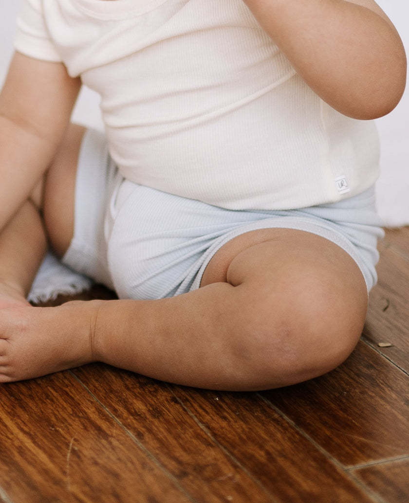 Ribbed Shorts - Misty Blue