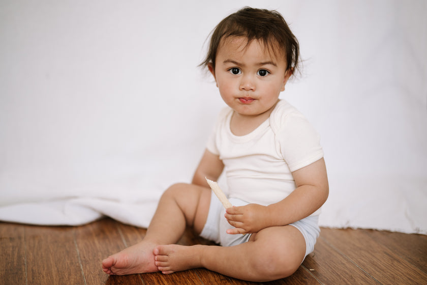 Ribbed Short Sleeve Bodysuit - Vanilla