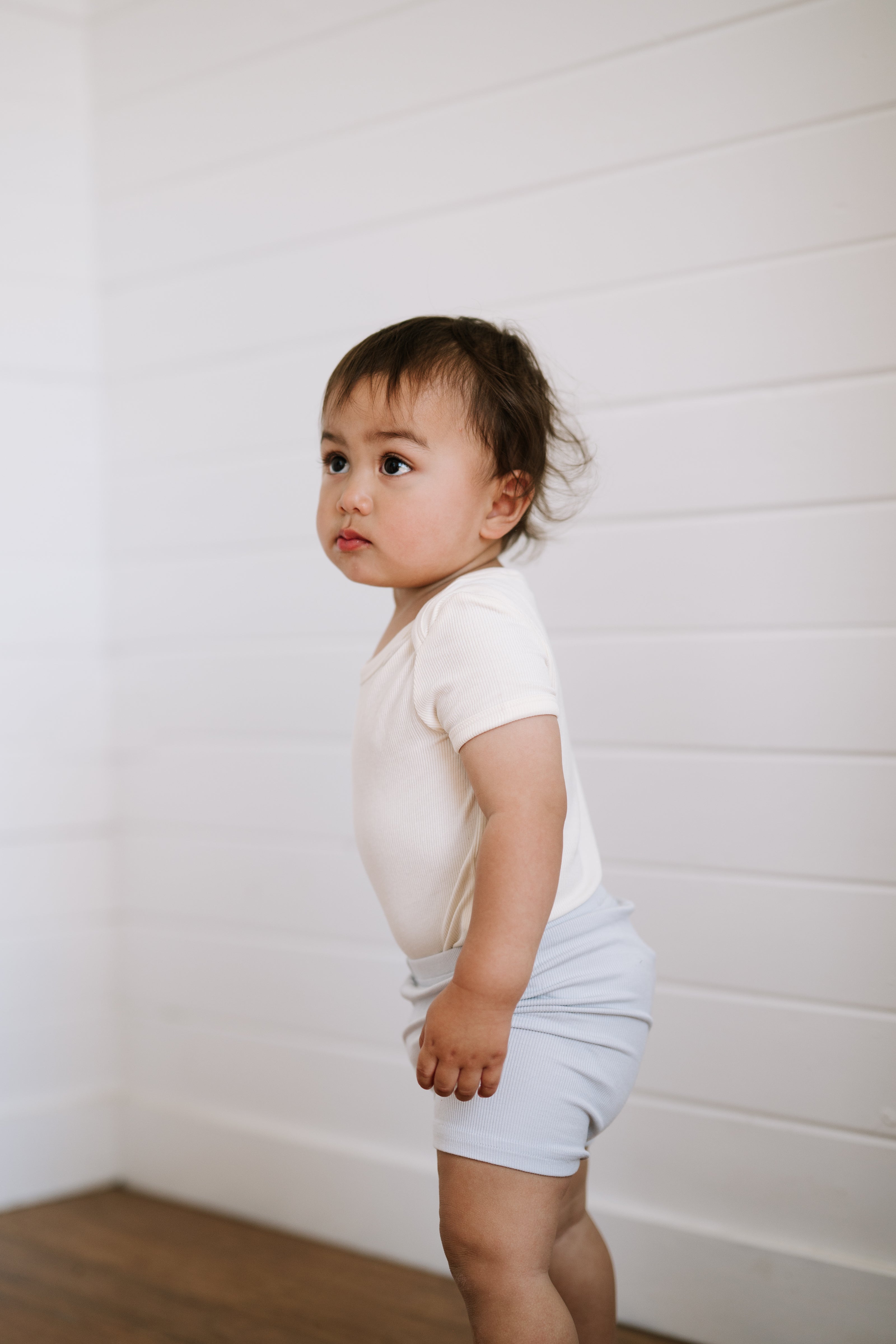 Ribbed Shorts - Misty Blue