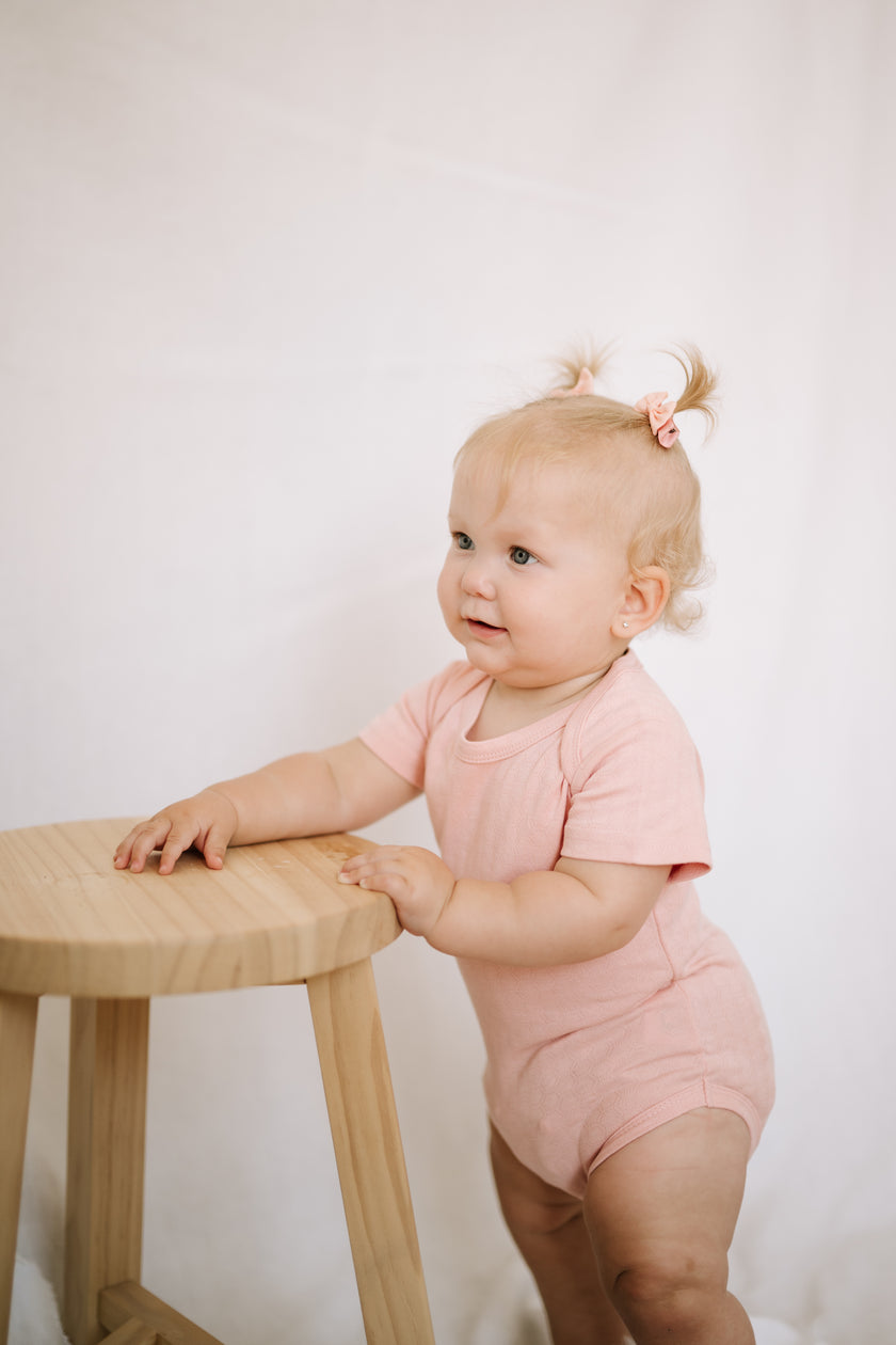 Short Sleeve Bodysuit - Shell Pink